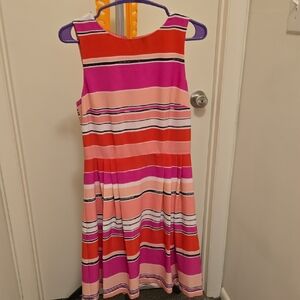 CeCe Vibrant Pink and Orange Striped Dress